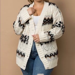 Fuzzy Button Up Varsity Cardigan